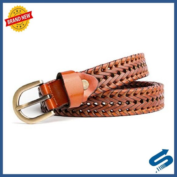 Genuine Leather Braided Belt Adjustable Women\'s Casual Waist Strap